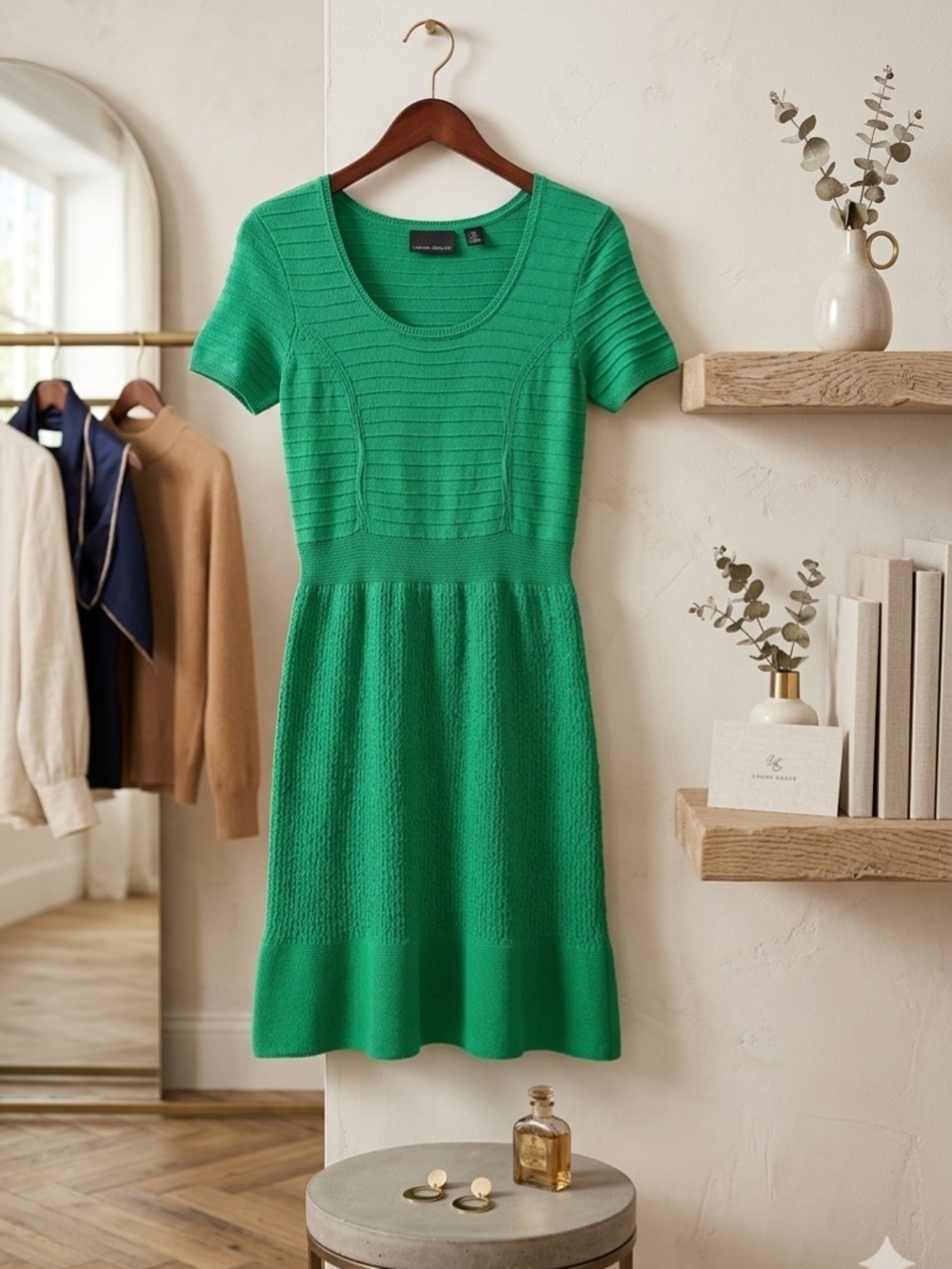 Cynthia Rowley Emerald Green Knit Fit-and-Flare Dress